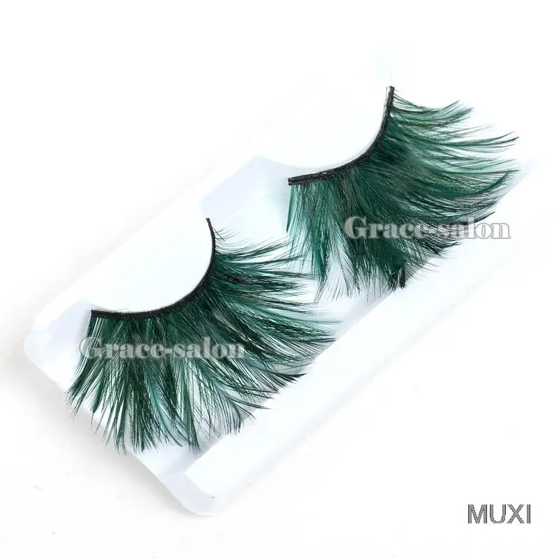 Макияж Красивые Зеленые перья ресницы длинные вечерние НКИ Косплей Хэллоуин