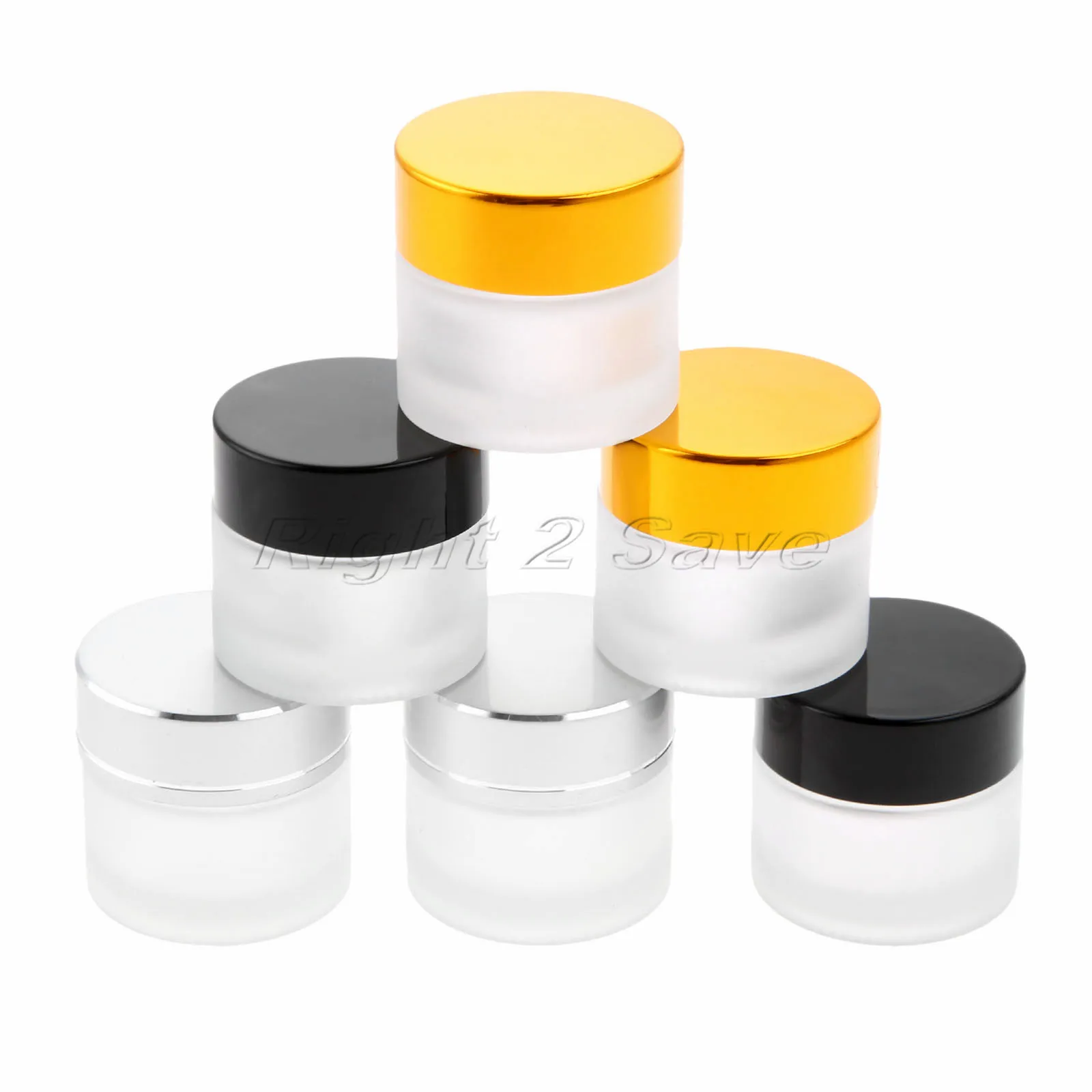 

2pcs 10g glass Cream Jars Cosmetic Facial cream Empty Bottles Mini Makeup Container Refillable Portable Silver/Golden/Black