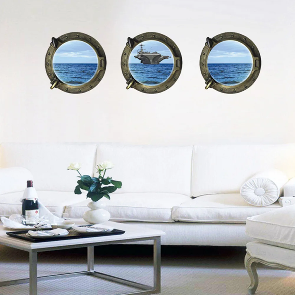 Новый стиль 3D домашнего декора наклейки дайвинг морской пароход украшения дома