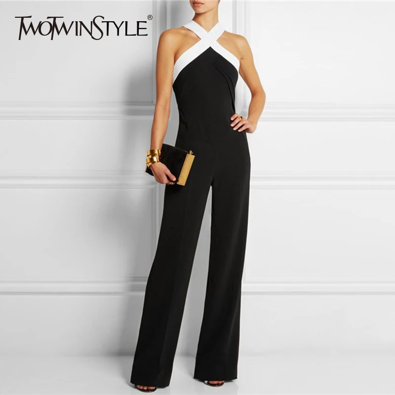 Женский комбинезон TWOTWINSTYLE Облегающий с открытыми плечами и перекрестной