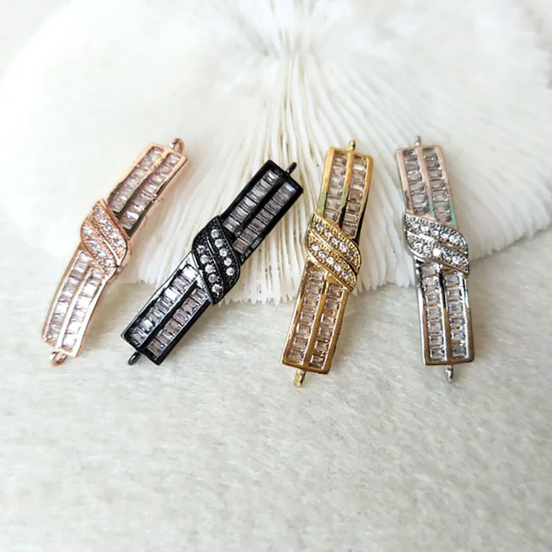 

10pcs CZ zircon Micro Pave Connector,Double Bails Beads Charm,DIY Bracelet necklace Jewelry Finding CT298