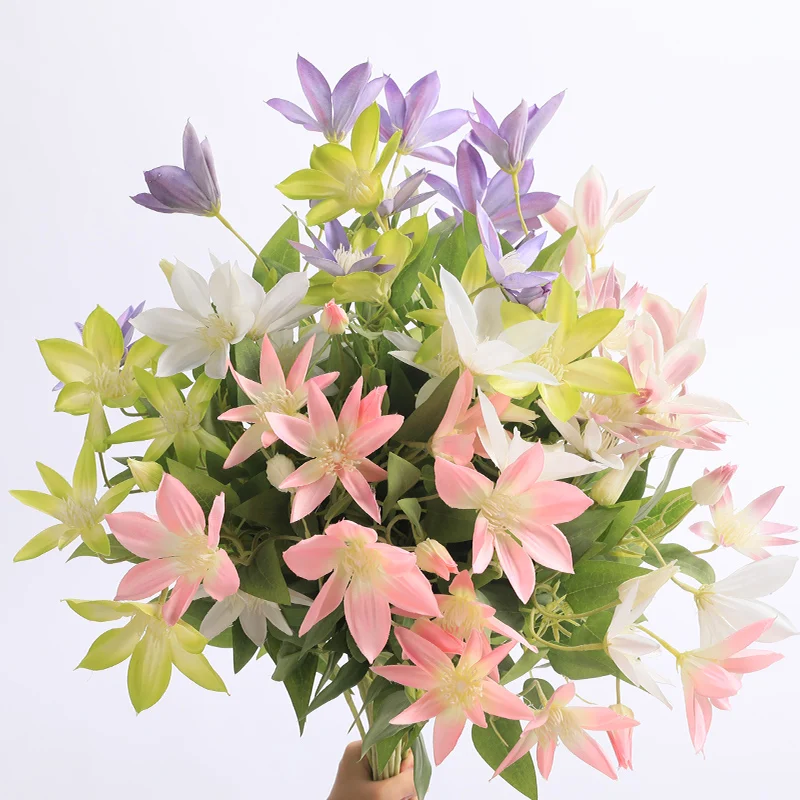 Erxiaobao Clematis Искусственные цветы Шелковый Искусственный цветок аксессуары для цветоводства декор для домашнего стола вечерние свадебные цветы