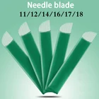 100 шт 11 12 14 16 17 18 Flex Blades 0,20 мм зеленые микроблейдинг иглы для тату Ламина Перманентный макияж Tebori Agulhas иглы
