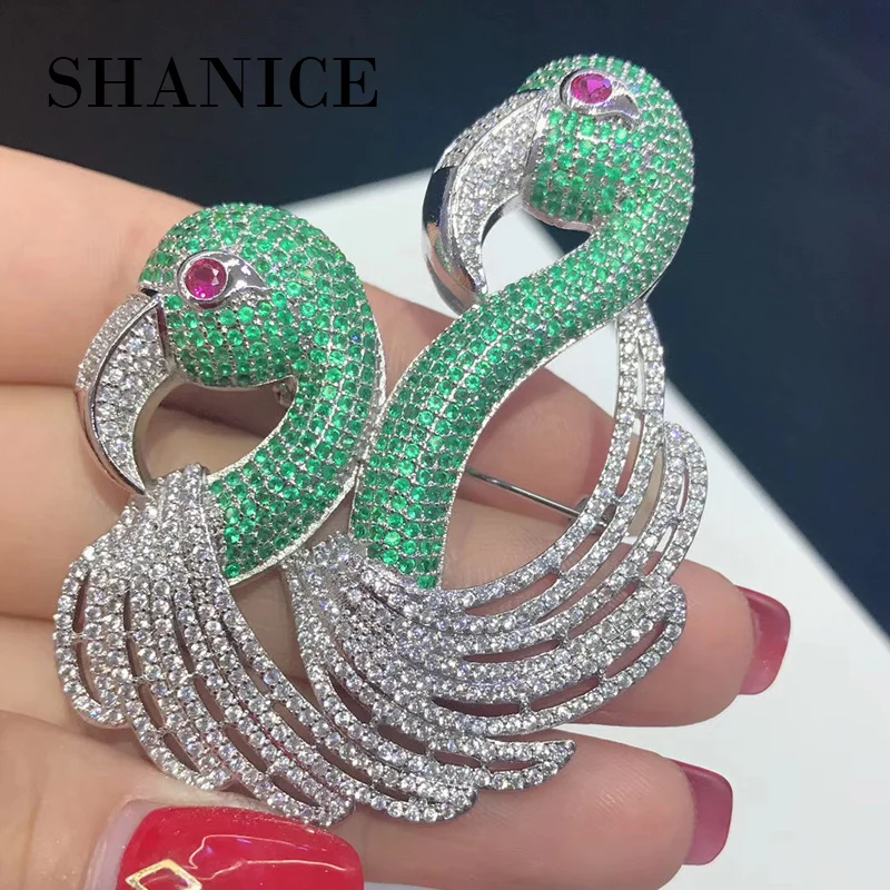 Женская Брошь в виде фламинго SHANICE зеленая/красная/синяя брошь для свадебного