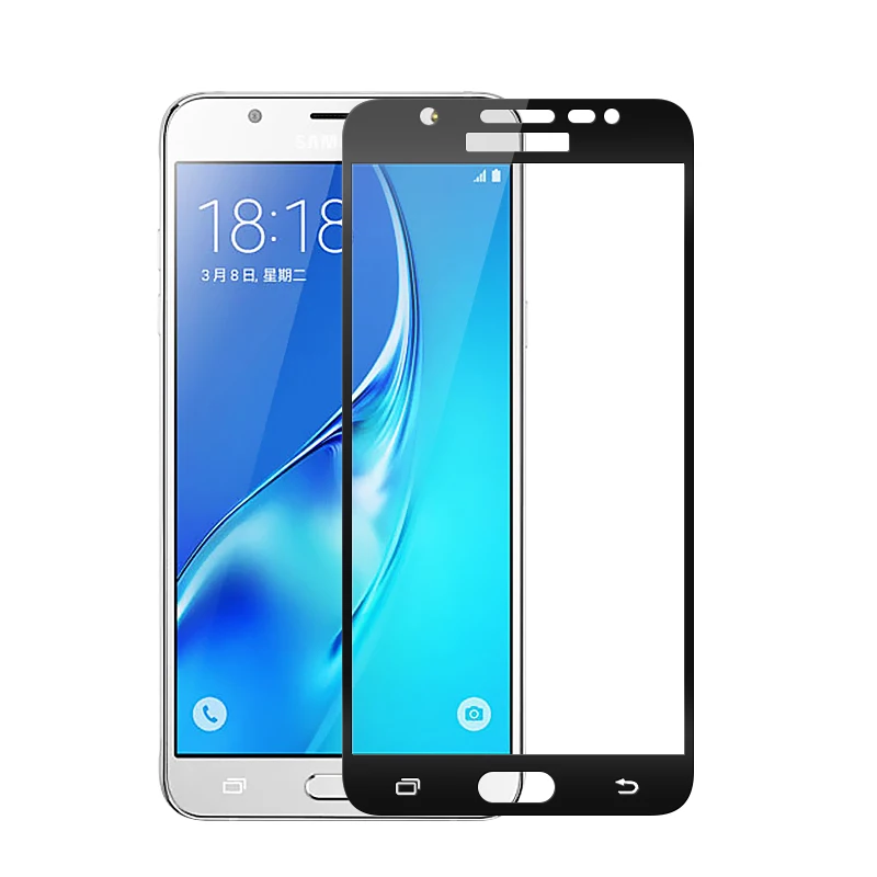 Black Choeoiwe 2 шт. полное покрытие Экран протекторы для samsung Galaxy SM-J710F J7 J710 J710F J710H переднее закалённое защитное Стекло пленка - Цвет: Black