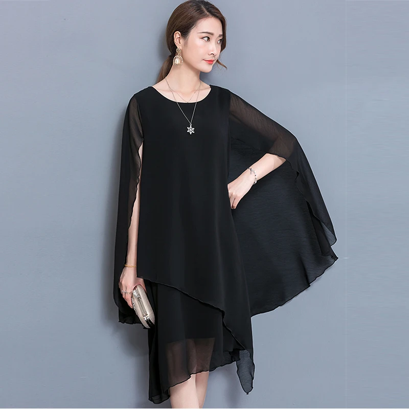 Женское шифоновое платье накидка с асимметричным подолом размеры до 5XL|Женские