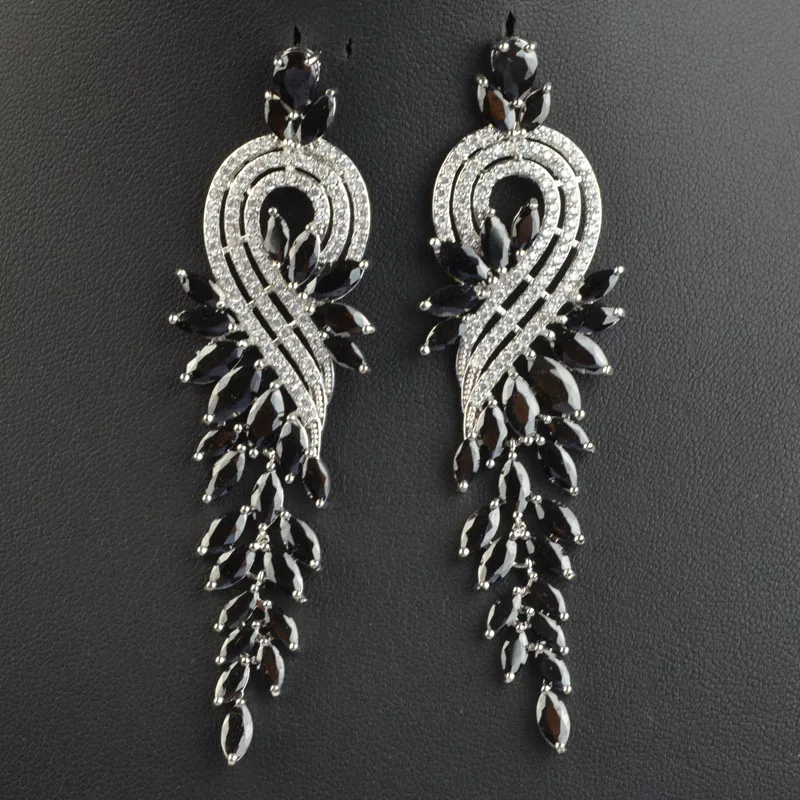 Элегантные висячие серьги 8 см в длину с черным/зеленым/красным/белым/синим