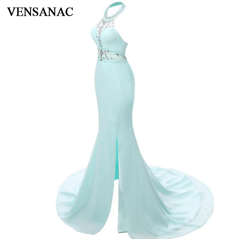 Женское вечернее платье-Русалка VENSANAC роскошное длинное платье с кристаллами без
