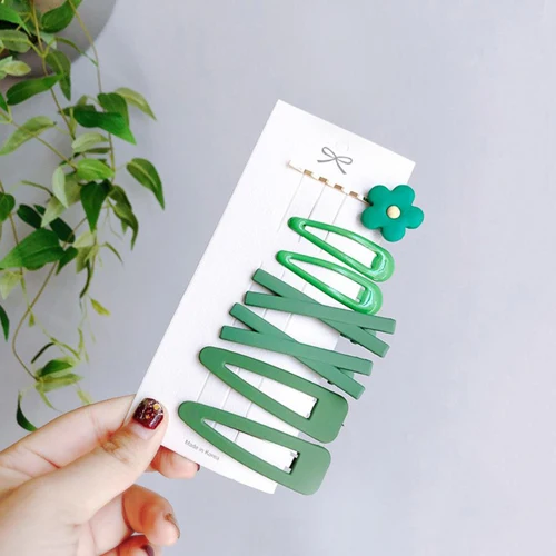 Green 7 шт./компл. Для женщин девушки конфеты Цвета цветок Заколки для волос Головные уборы комплект шпильки геометрической формы повязки для волос заколка для волос модные аксессуары для волос - Цвет: Green