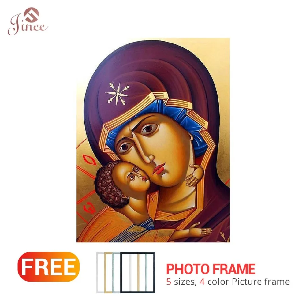 

Religion diamond painting full square family wall art virgin son diamond sticker 5d diy mosaic picture mary pasted crafts DIY