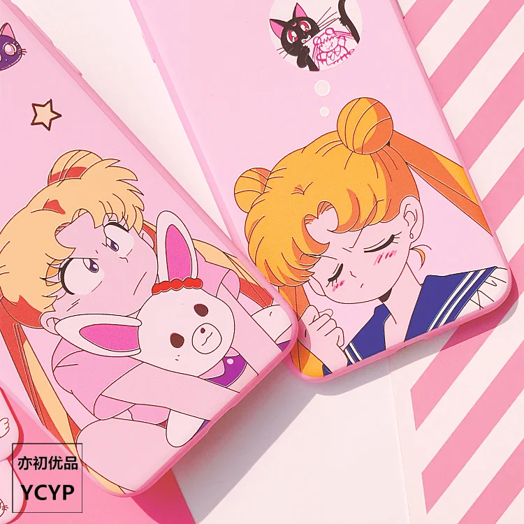 Чехол сейлор мун для iPhone X и пленка из закаленного стекла iphone 7/8 plus 6 6s мягкий