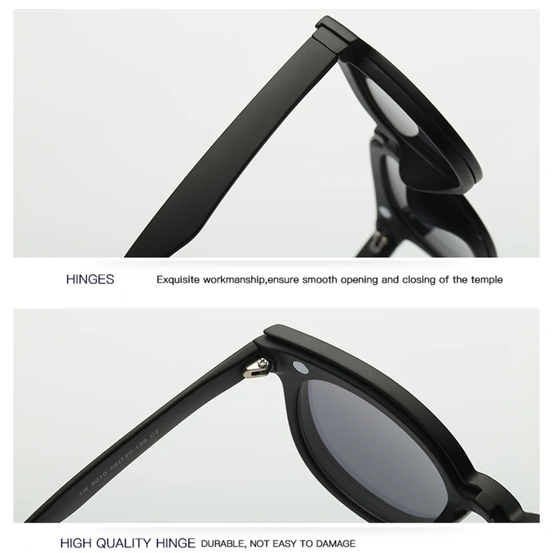 Мужские солнцезащитные очки TOPSPORTS круглые поляризационные на клипсе с 5 линзами