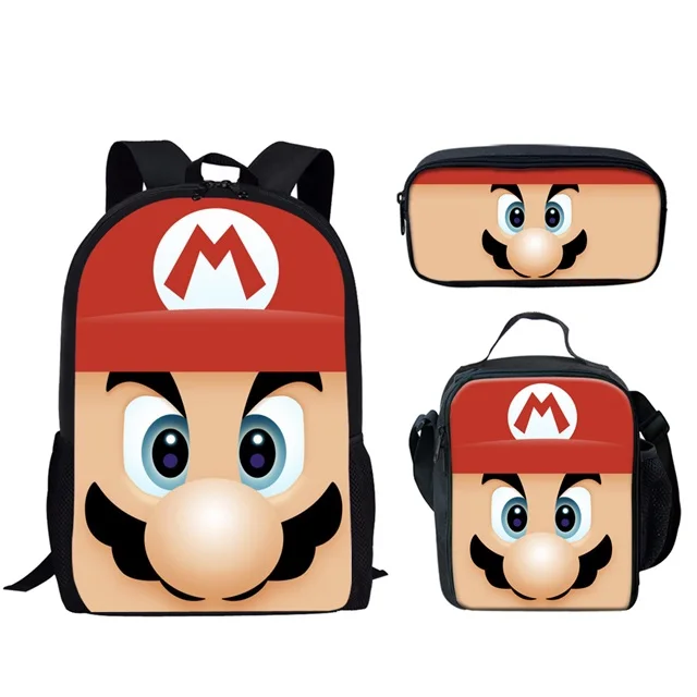 HMC1439CGK INSTANTARTS Super Mario Bros Backpack for Kid Girl Boy Cartoon Anime Schoolbag 3pcs Set School Backpack Escolar Infant Kids Bag - Цвет: HMC1439CGK