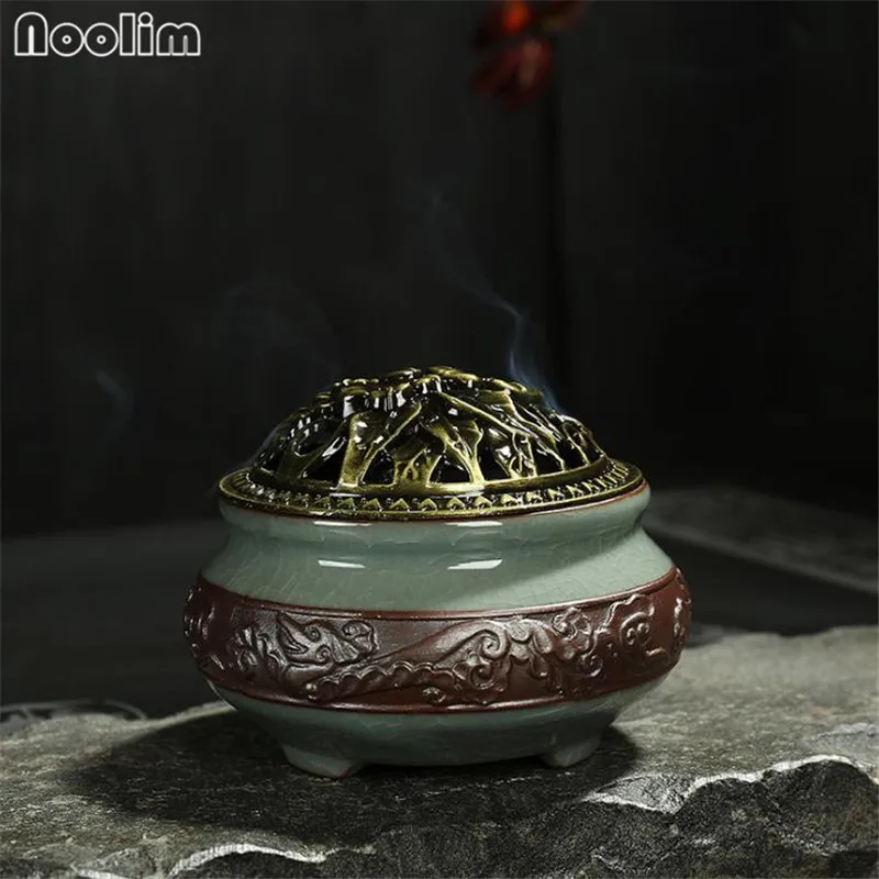 Фарфоровая керамическая курильница Celadon, антимоскитная горелка для благовоний, классический Декор для гостиной, ледяная трещина, держатель для благовоний - Цвет: A