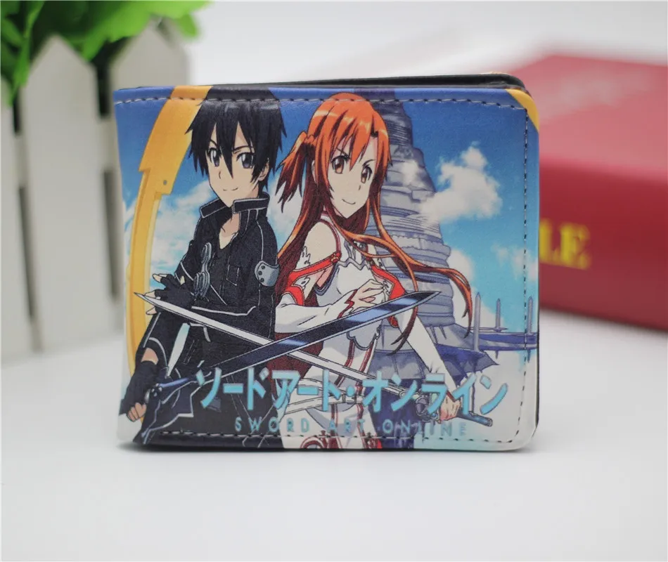 Аниме Sword Art Online SAO Kazuto Pu короткий кошелек двойной фото держатель для карт слоистая кнопка мужской кожаный кошелек с принтом для мальчиков и девочек