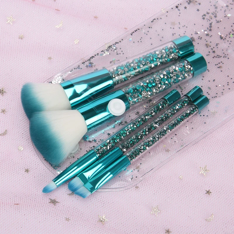 Новинка 5 кистей для макияжа со стразами акриловая прозрачная ручка Кристальный