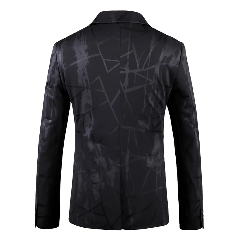 2018 модные Для мужчин s Slim Fit черный Блейзер Куртка 4XL 5XL Однобортный печатных