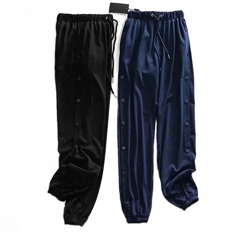 Брюки размера плюс в стиле панк-рок, уличная одежда, Harajuku Pantalon Femme, черные, синие, с боковыми пуговицами, женские брюки-карго