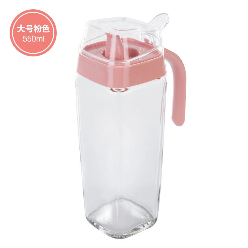 550ml(Pink) Диспенсер оливкового масла стеклянная бутылка, герметичный контейнер для хранения масла для приготовления пищи, нескользящая ручка, отлично подходит для кухни и барбекю - Цвет: 550ml(Pink)