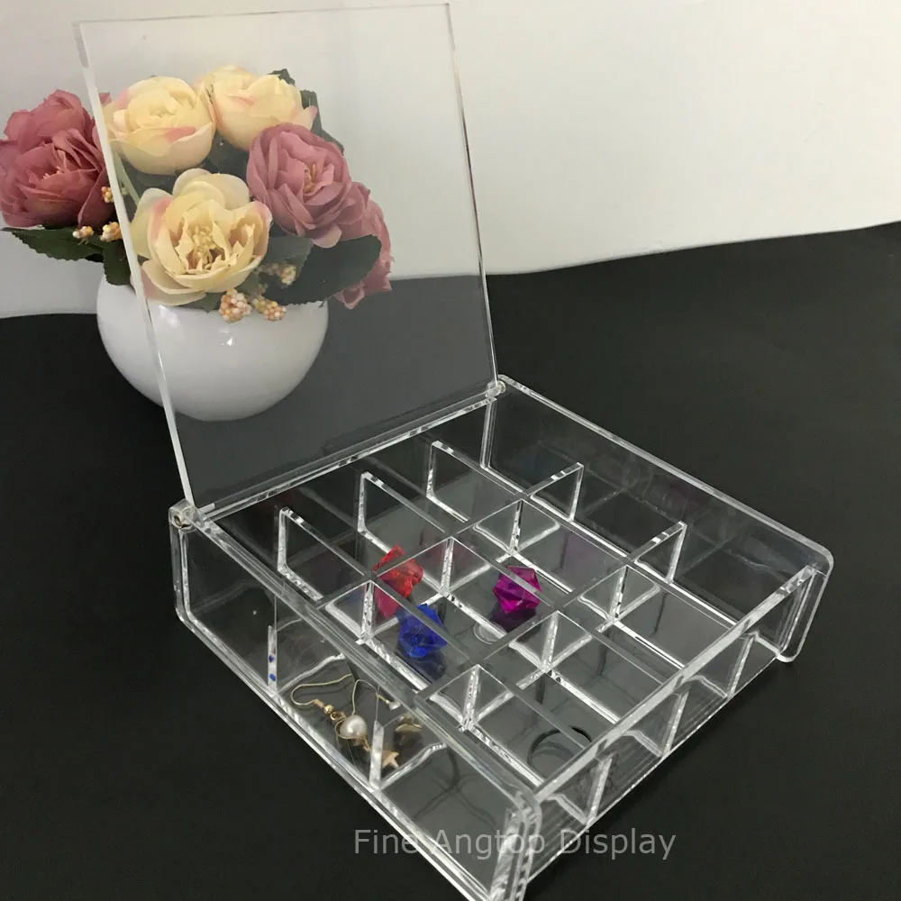 Transparent Acrylic Jewelry Storage Display Box With 12 Grids