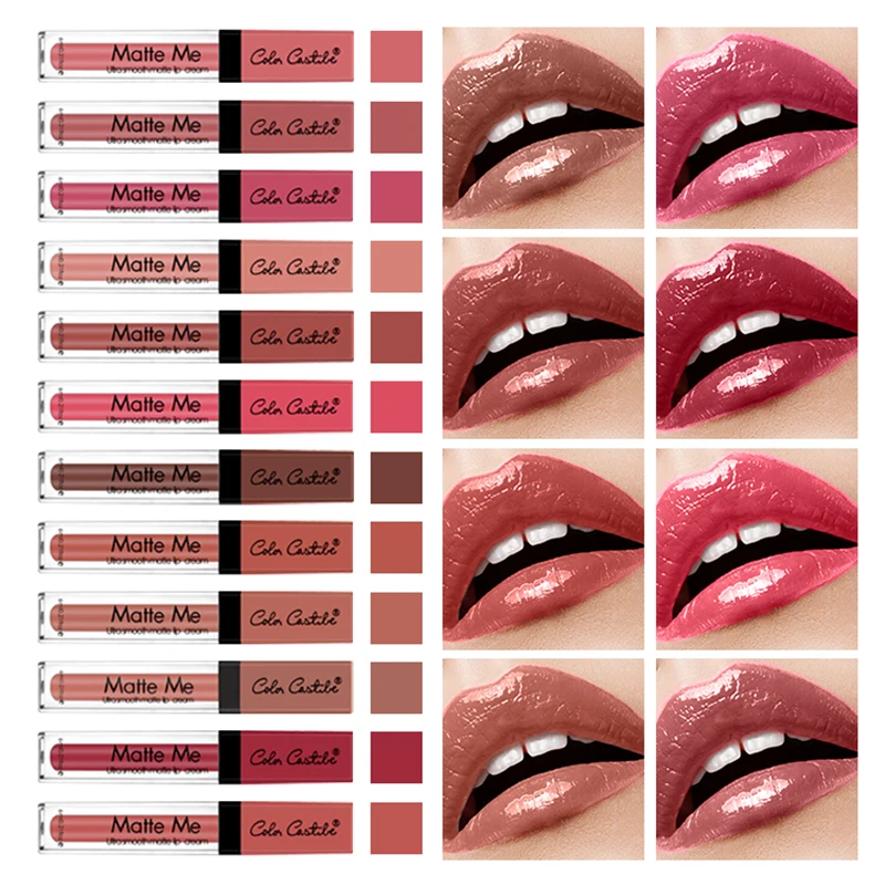 Цветной замок телесный водонепроницаемый жидкая губная помада бархатная