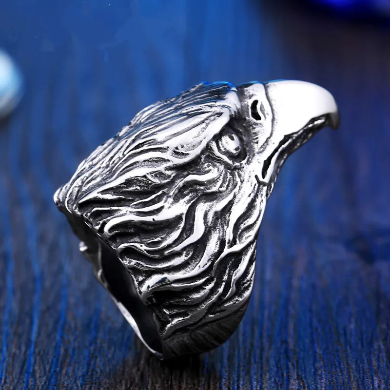 Мужское кольцо с черепом классическое в стиле панк головой орла|Кольца| |