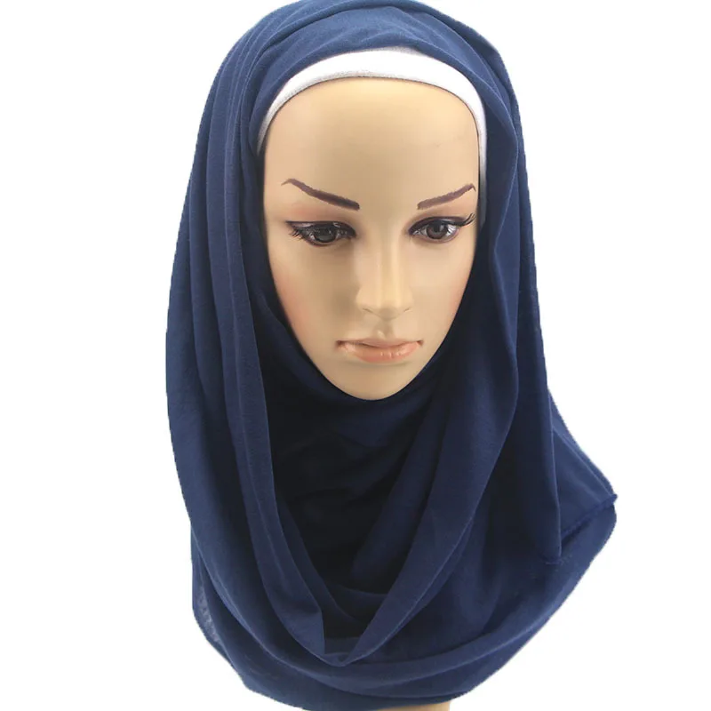 16 цветов сплошной Макси хиджаб из Джерси шарф обертывание ElasticModell хлопкового