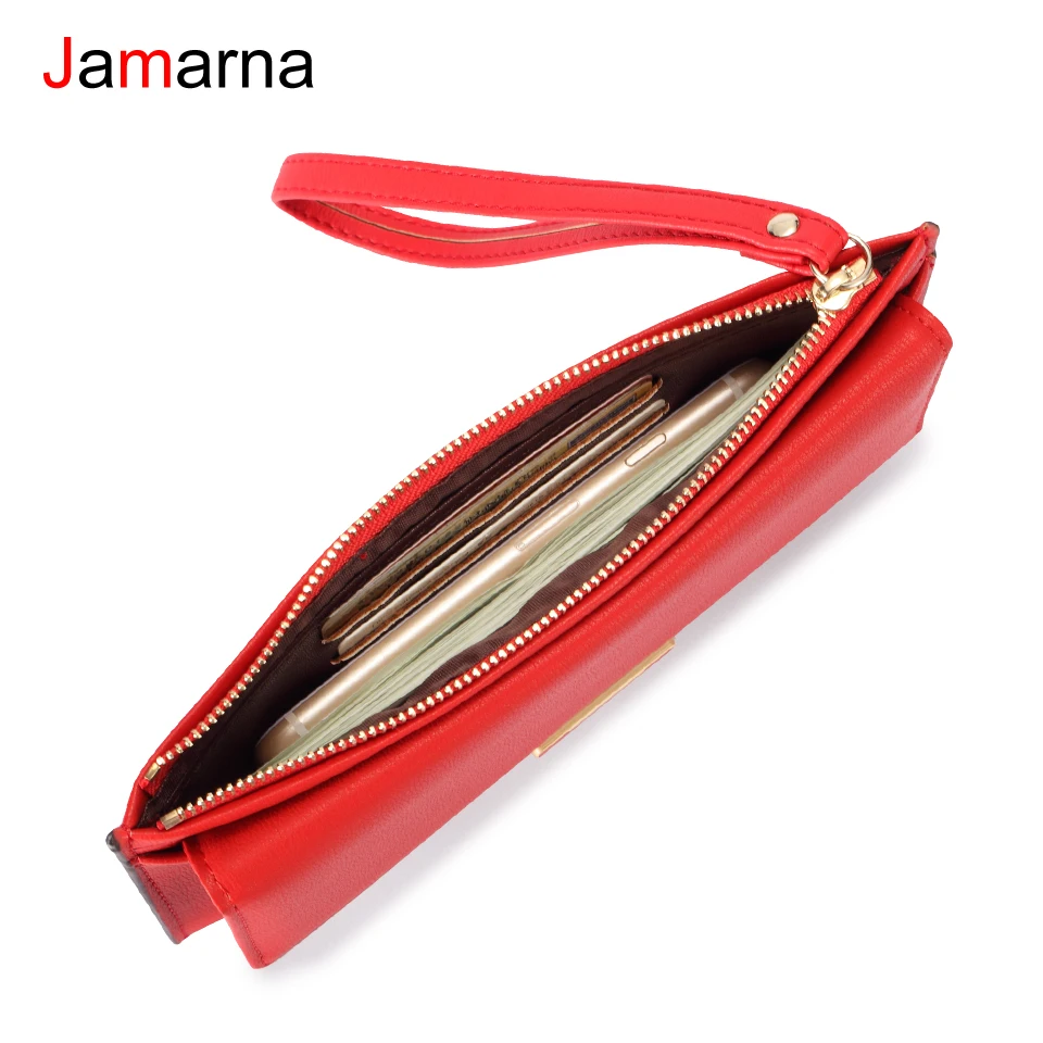 Jamarna кошелек женский из искусственной кожи Длинный Клатч женский кошелек женские кошельки красная молния карман для телефона портмоне браслет