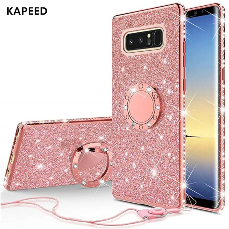 Diamond Shining Case For Samsung Galaxy S10 S9 S8 Plus Note 9 8 S10e Fashion 3D Jewelled Magnetic Ring Holder Phone Cover Fundas | Мобильные