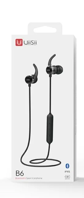 Черный Uiisii B6 беспроводные bluetooth наушники спортивные BT5.0 IPX4 водонепроницаемые наушники-вкладыши iOS и Android Игровые музыкальные наушники - Цвет: Черный