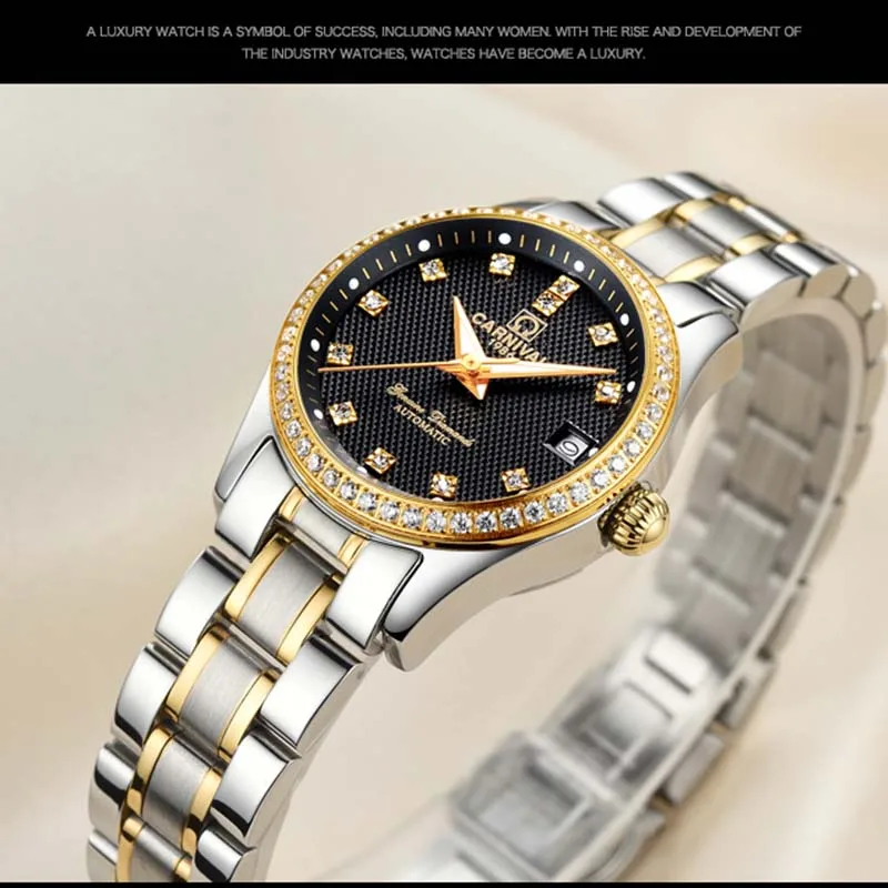 Карнавал смотреть Для женщин автоматический Diamond Dial механические световой