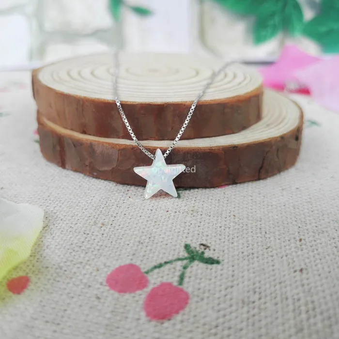 1 шт. 2021 Оптовая цена Бесплатная доставка 10 мм синтетическая звезда опал ожерелье