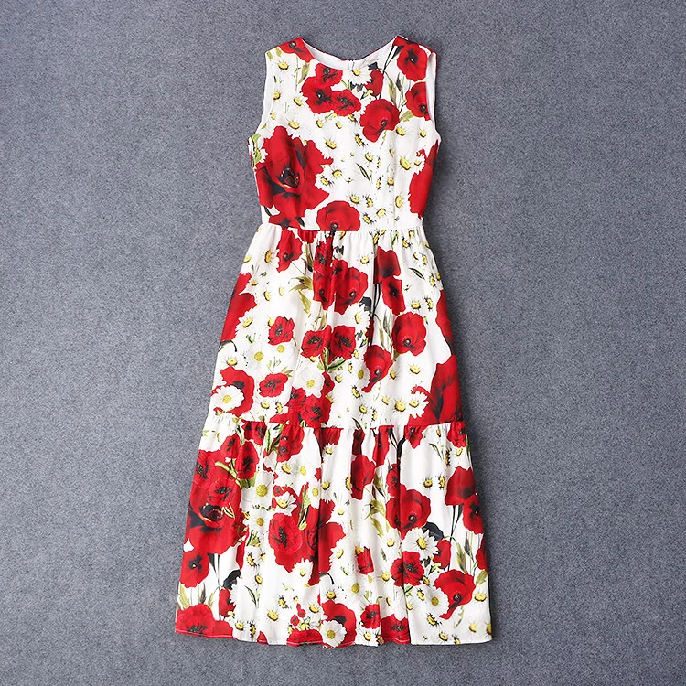 Женское летнее Хлопковое платье с милым цветочным принтом женское Повседневное