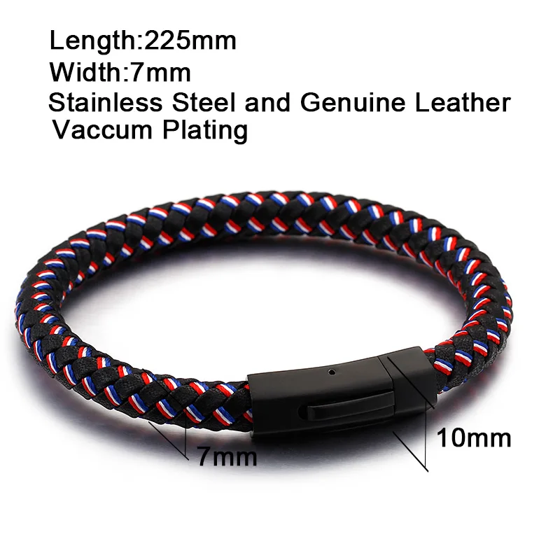 Geoaray Men's Tough Lattice Leather Bracelet Cool Charm Bracelets&ampBangle Stainless Steel Clasp Fashion Personalised Jewelry |