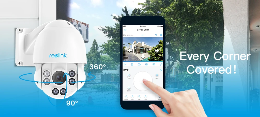 Reolink RLC-423-5MP PTZ IP камера 5MP панорамирование/наклон 4x оптический зум ночное видение IP66 водонепроницаемый открытый HD безопасности PoE Cam