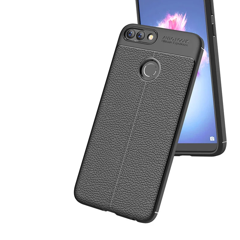 Умный чехол для huawei P силиконовый кожаный с рисунком личи TPU Enjoy 7 s FIG-LX1 Coque etui PSmart |