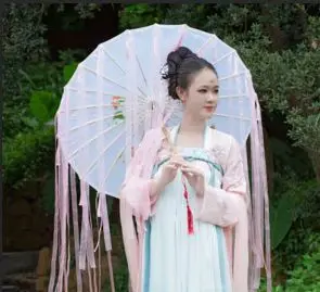 Зонтик с лентами и кисточками, зонтик Cheongsam Hanfu, Классический Шелковый Зонтик для танцев, женский зонтик в китайском стиле Tang ombrello - Цвет: ribbon  tassel
