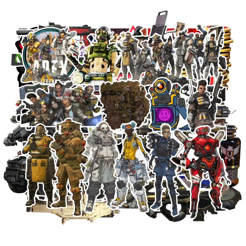 56 шт. случайный мультфильм APEX наклейки из игры для детей игрушки Чемодан мото