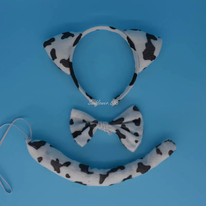 

Milk Animal Ear Headband Bow Tie Tail Cosplay Props Children Adult Headwear Party Dress Decor Halloween Christmas