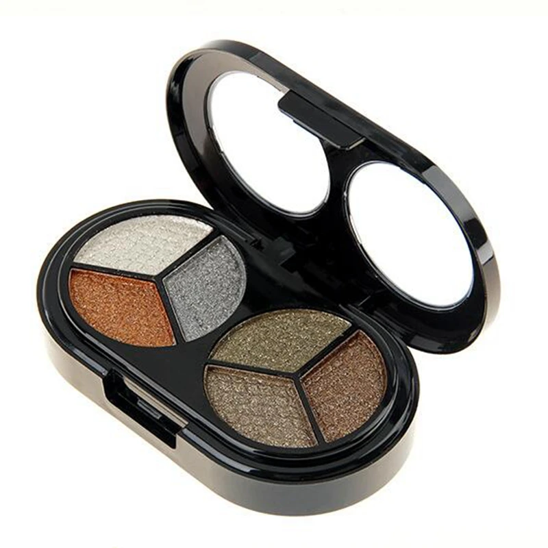 2019 new 6-color 3D shine eye shadow earth shiny pearl light makeup disk bare lasting water with brushE5 |