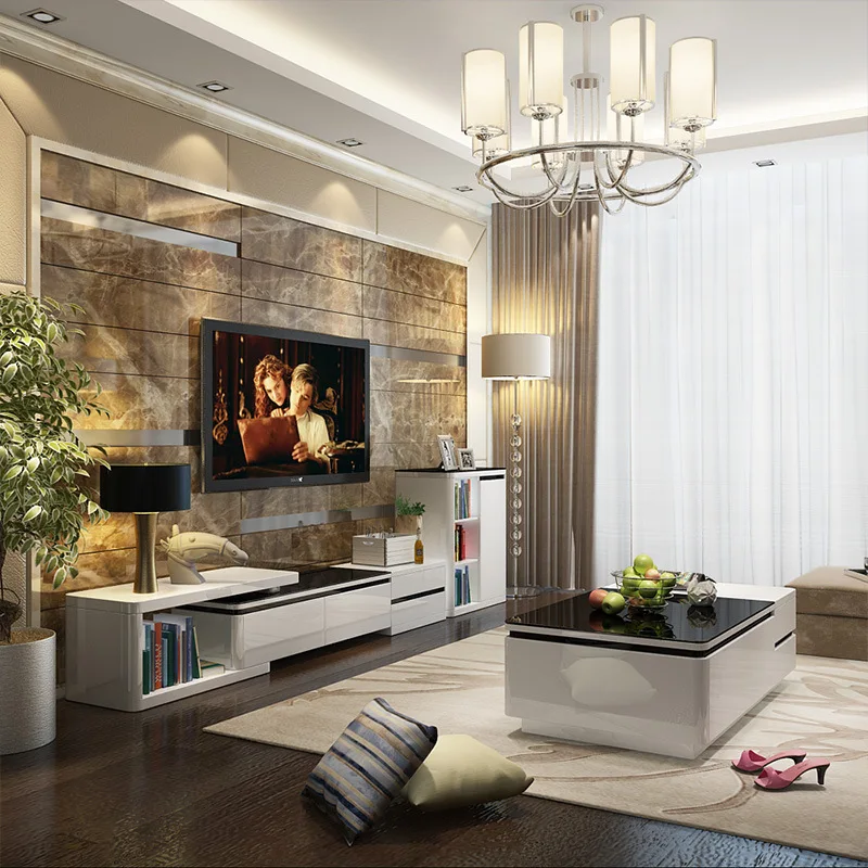 

fashionable white black color tempered glasss tea table with 4 drawers