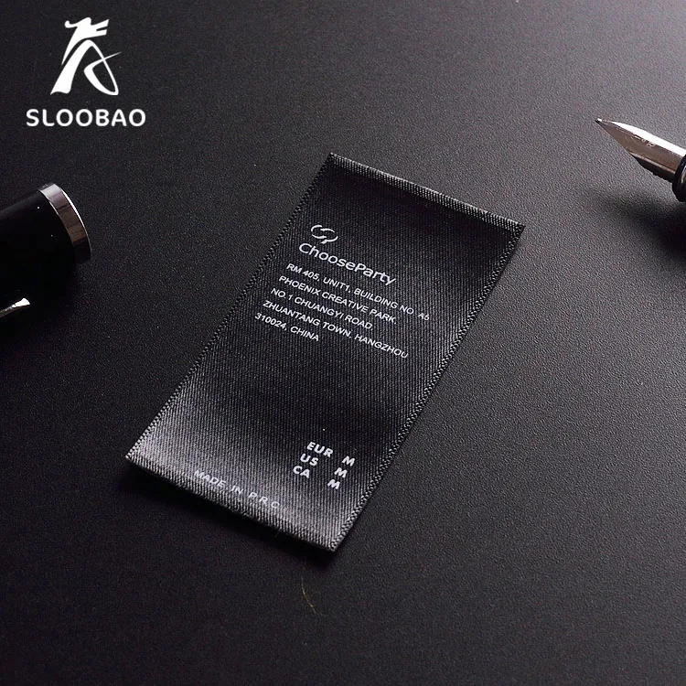 Бесплатная доставка пользовательские черные хлопковые этикетки для одежды