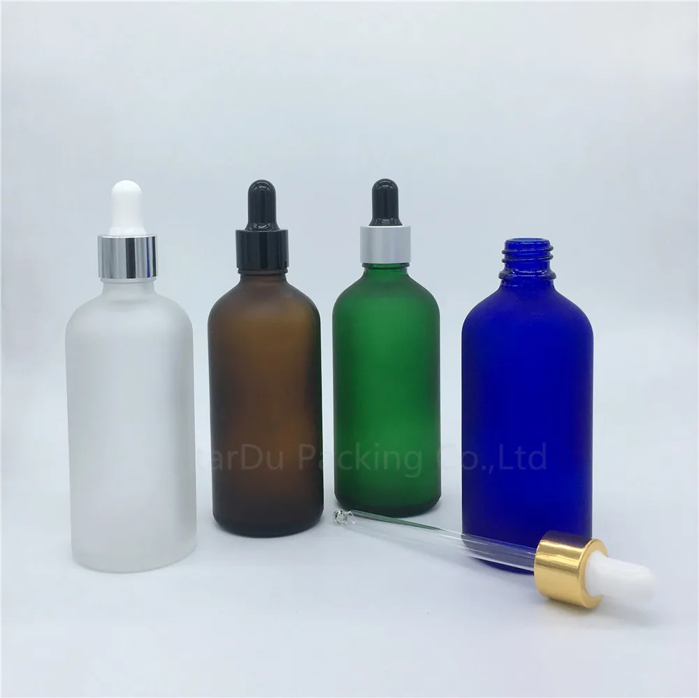 Travel Bottle 240pcs 100ml Amber Green Blue Transparent Frosted Glass Essential Oil bottle 100cc Perfume Dropper | Красота и здоровье