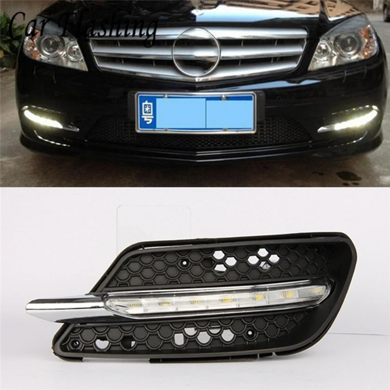Автомобильная проблесковая 1 комплект светодиодный для Mercedes W204 c260 C300 Спорт 2007 2008 2009 2010 2011 DRL Дневной Габаритные огни противотуманных фар