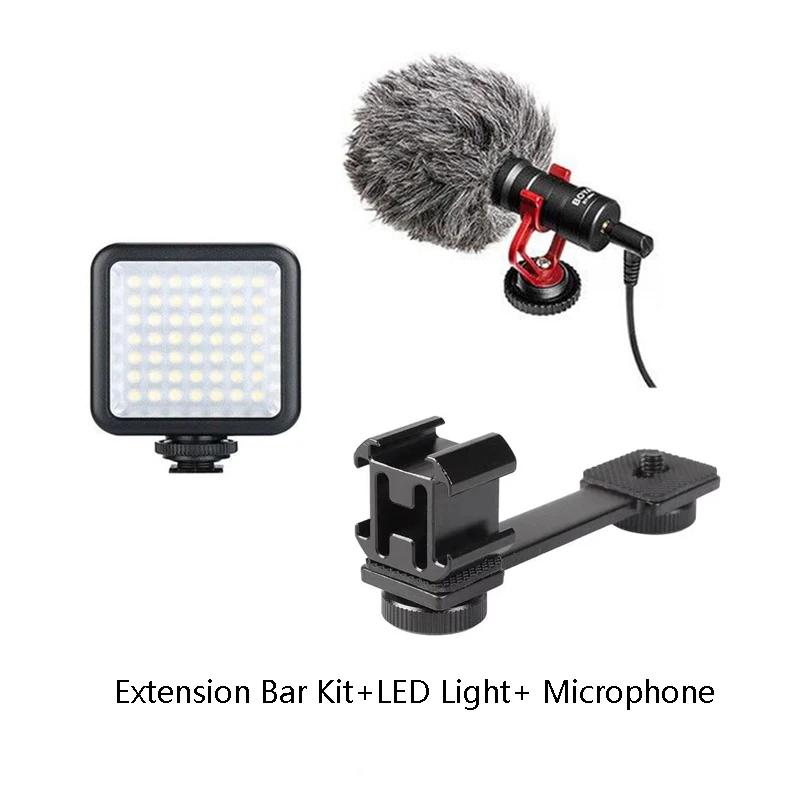 Cold Shoe Triple Mount Microphone Flash Light Plate for Gopro 9 8 7 Osmo Pocket 2 Zhiyun Smooth Extension Bar Gimbal Accessories