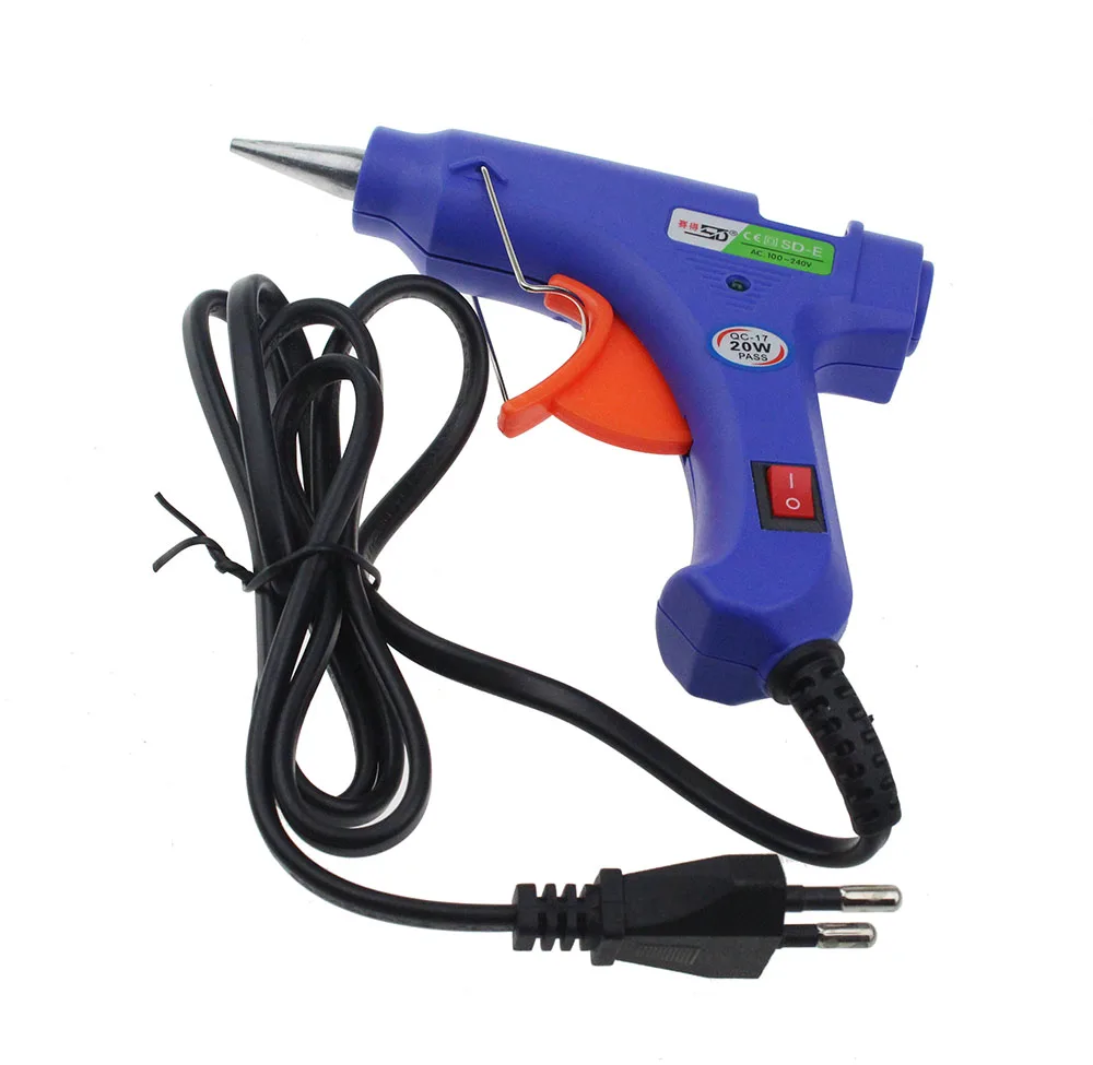 Высокая Температура Нагревателя Расплава Горячее Оружие Клея 20 Вт Repair Tool Heat Gun Blue Мини клеевой Пистолет С Триггера США/ЕС plug 100-220 В
