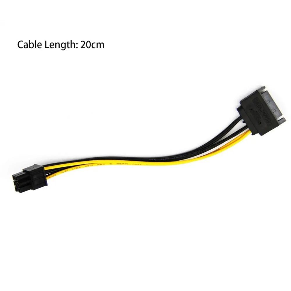 20 см 15Pin-6Pin кабель силовой сети постоянного тока горная машина видеокарта