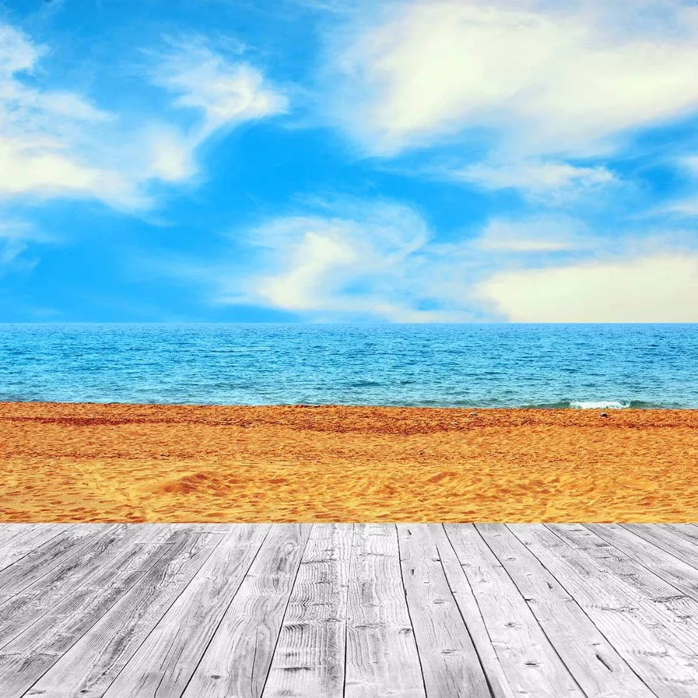 Allenjoy фон для фотографии пляжная деревянная доска пол пляж море золотой песок