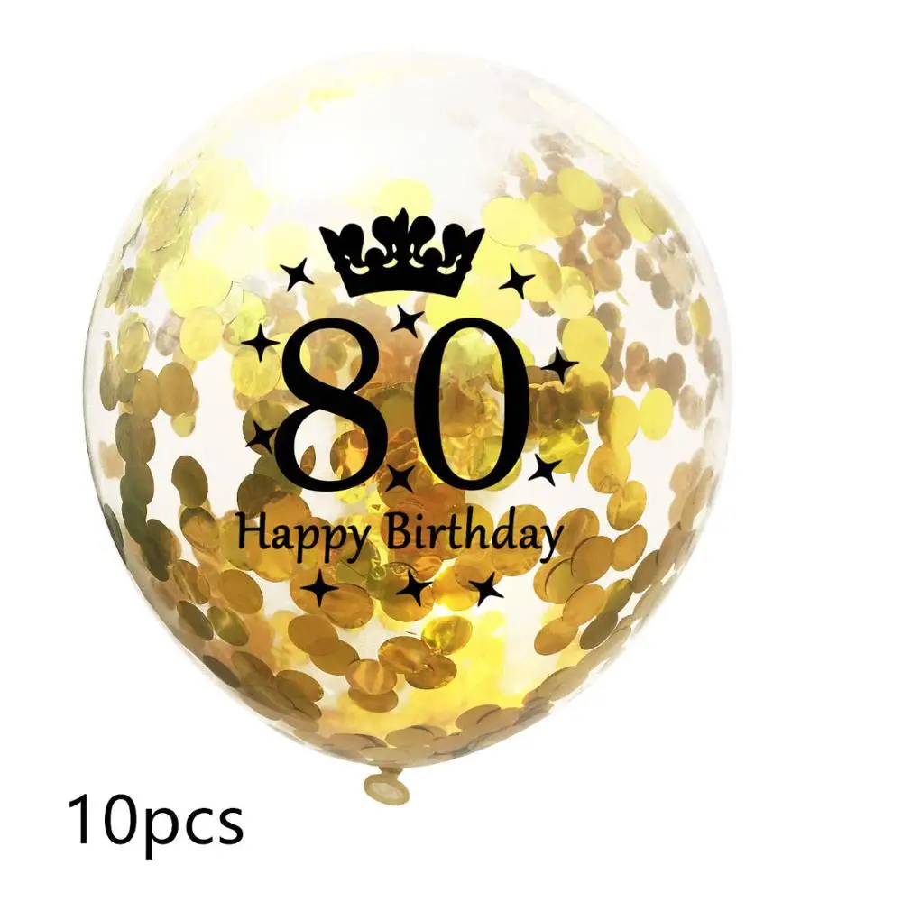 10pcs 10 шт 12 дюймов прозрачные блесток баллоны 16/18/21/30/40/50/60/70/80/90 лет конфетти воздушные шары для дня рождения вечерние украшения - Цвет: 10pcs