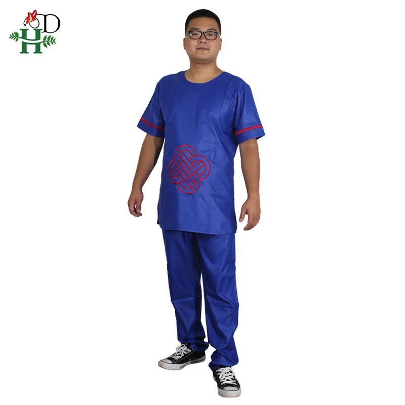 men blue Южная Африка пара одежды африканские платья для мужчин и Женщин Дашики одежда Базен riche Топы комплект брюки красивые дешевые костюмы - Color: men blue